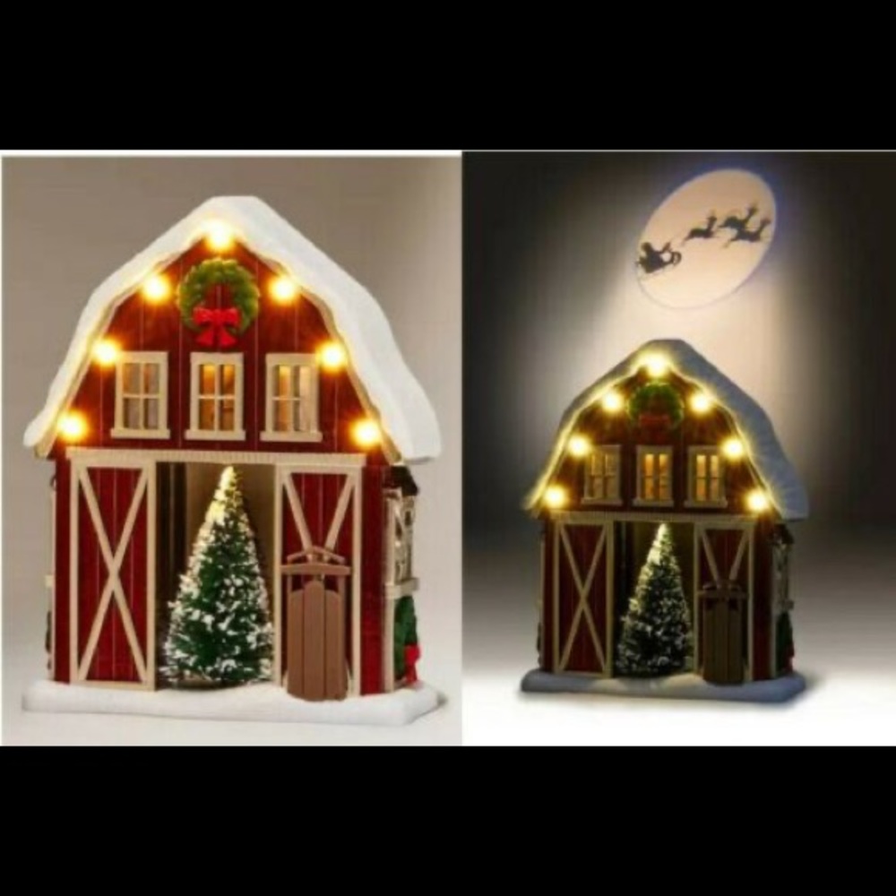 BATH & BODY WORKS WALLFLOWER WINTER CHRISTMAS BARN PROJECTOR NEW